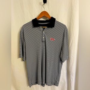 Ole Miss Cutter and Buck Polo XL Navy White Stripe